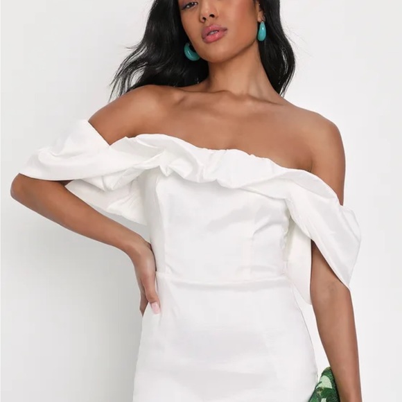 Lulus Fanciful Feat White Taffeta Bodycon Dress - Picture 2 of 7